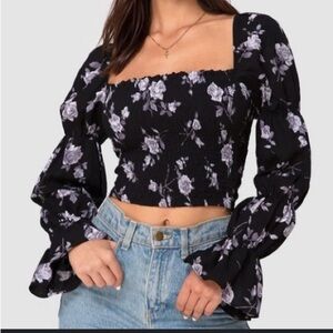 MOTEL ROCKS Velina Smocked Long Sleeve Top sz XS